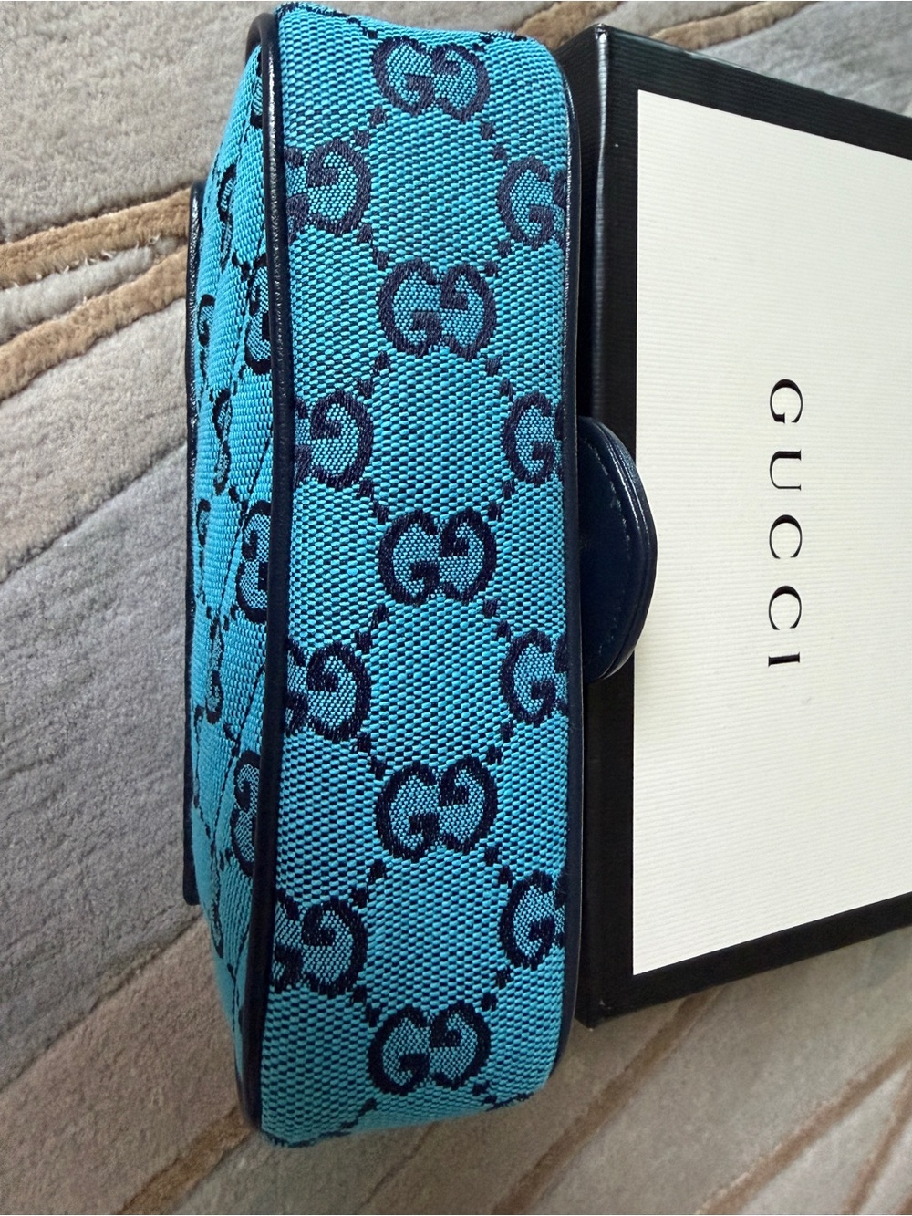 Gucci Turquoise GG Marmont Mini Crossbody Bag - Picture 3 of 16